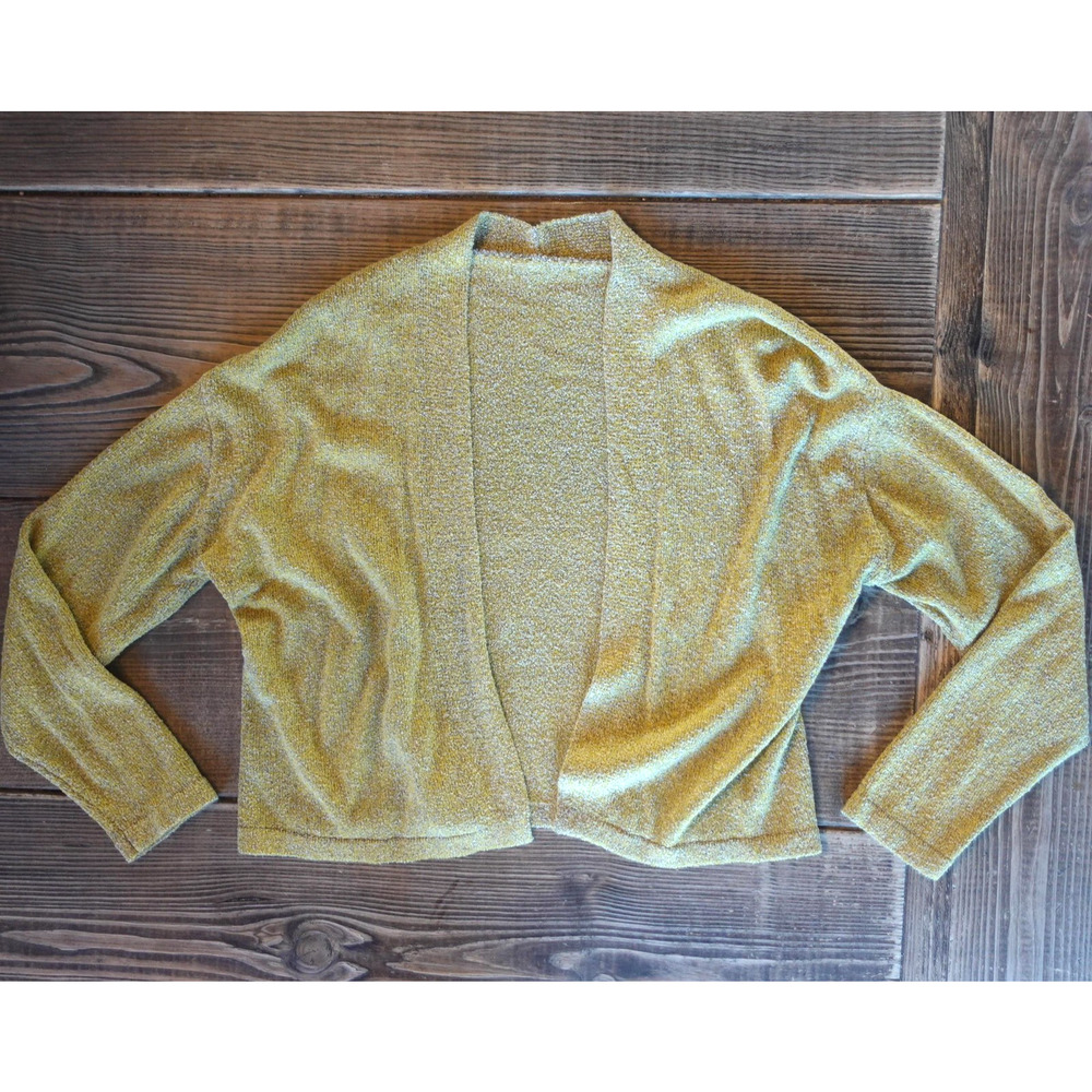 Vintage 90s Cardigan Sweater Womens Medium‎ Green Open Knit Cropped Fairy Grunge